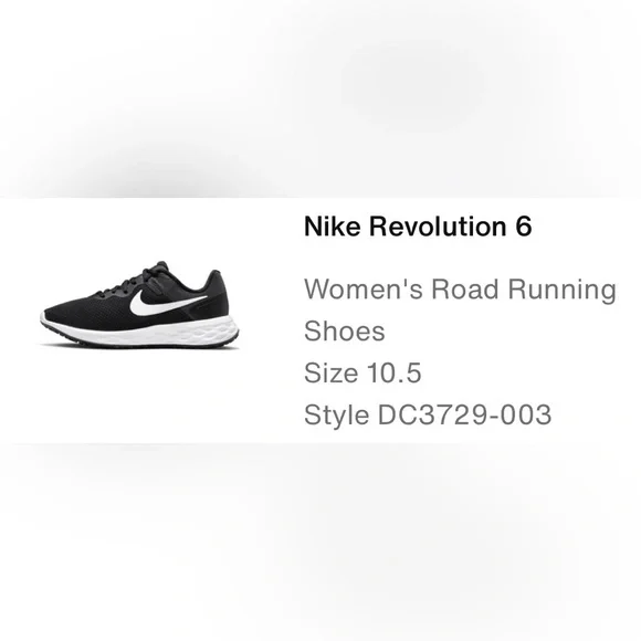 Nike Revolution 6 Black and White Women’s Running Shoes - Picture 5 of 5